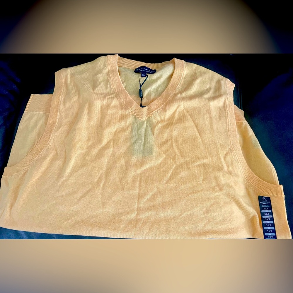 Brand new, yellow, light merino wool Hart Schaffner Marx, sweater vest.